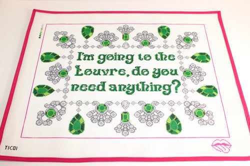 "A Souvenir from Paris" Pillow Needlepoint Canvas (Tongue-in-Chic)