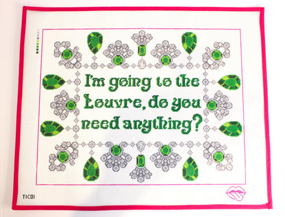 "A Souvenir from Paris" Pillow Needlepoint Canvas (Tongue-in-Chic)