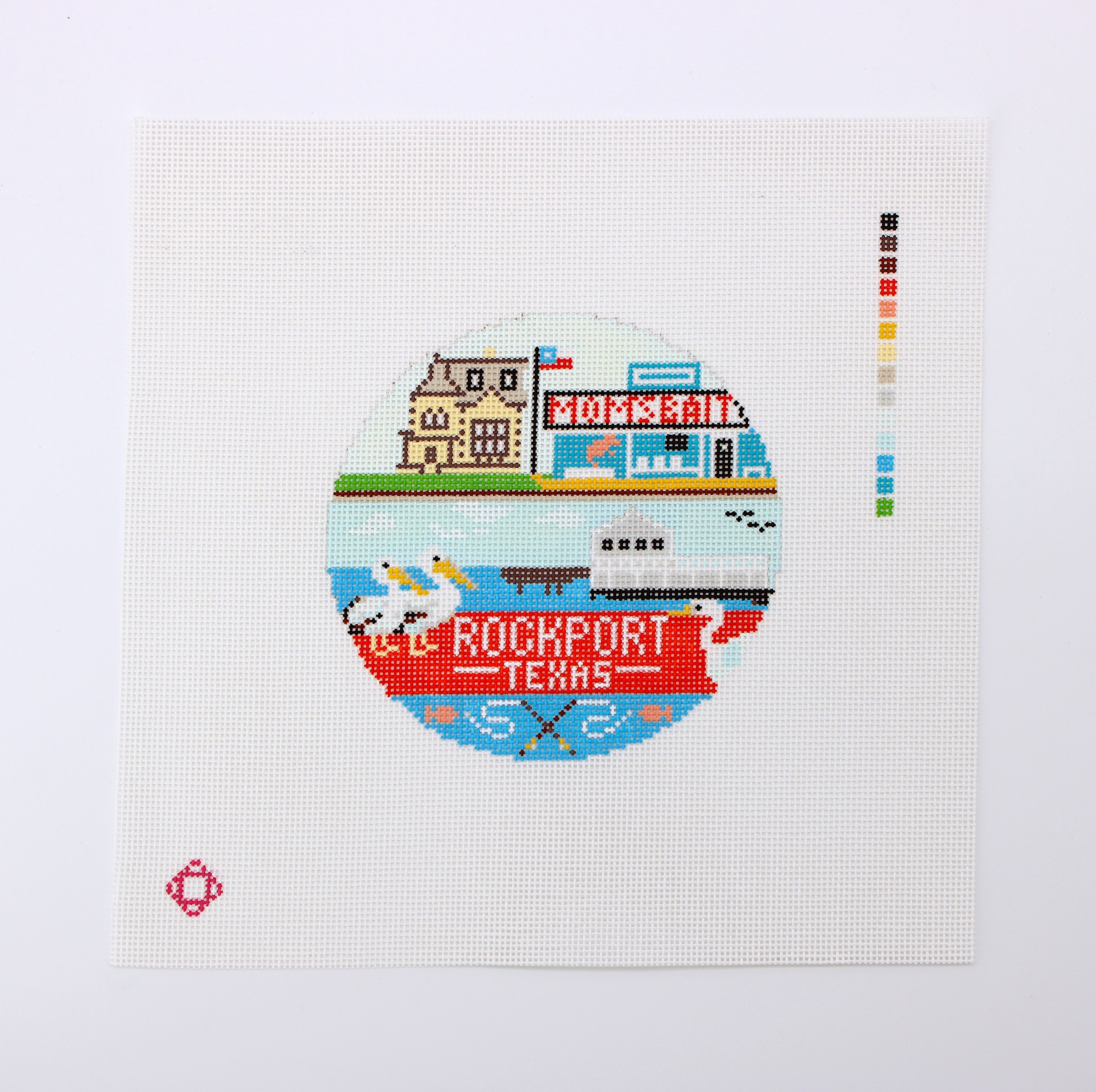 Rockport Travel Round Needlepoint Ornament Canvas