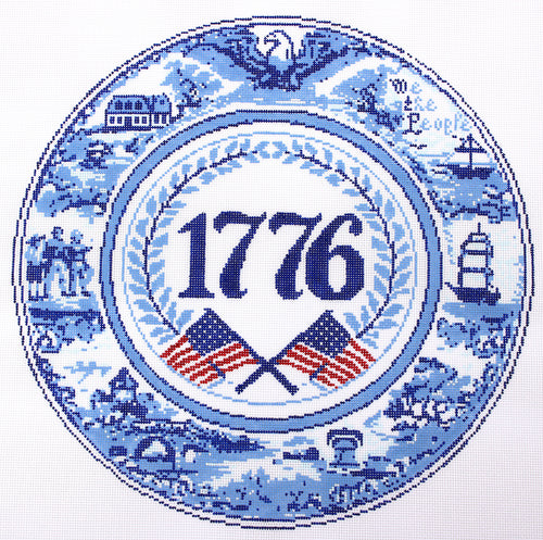 Blue Willow Pillow Needlepoint Canvas (250th Birthday Special)