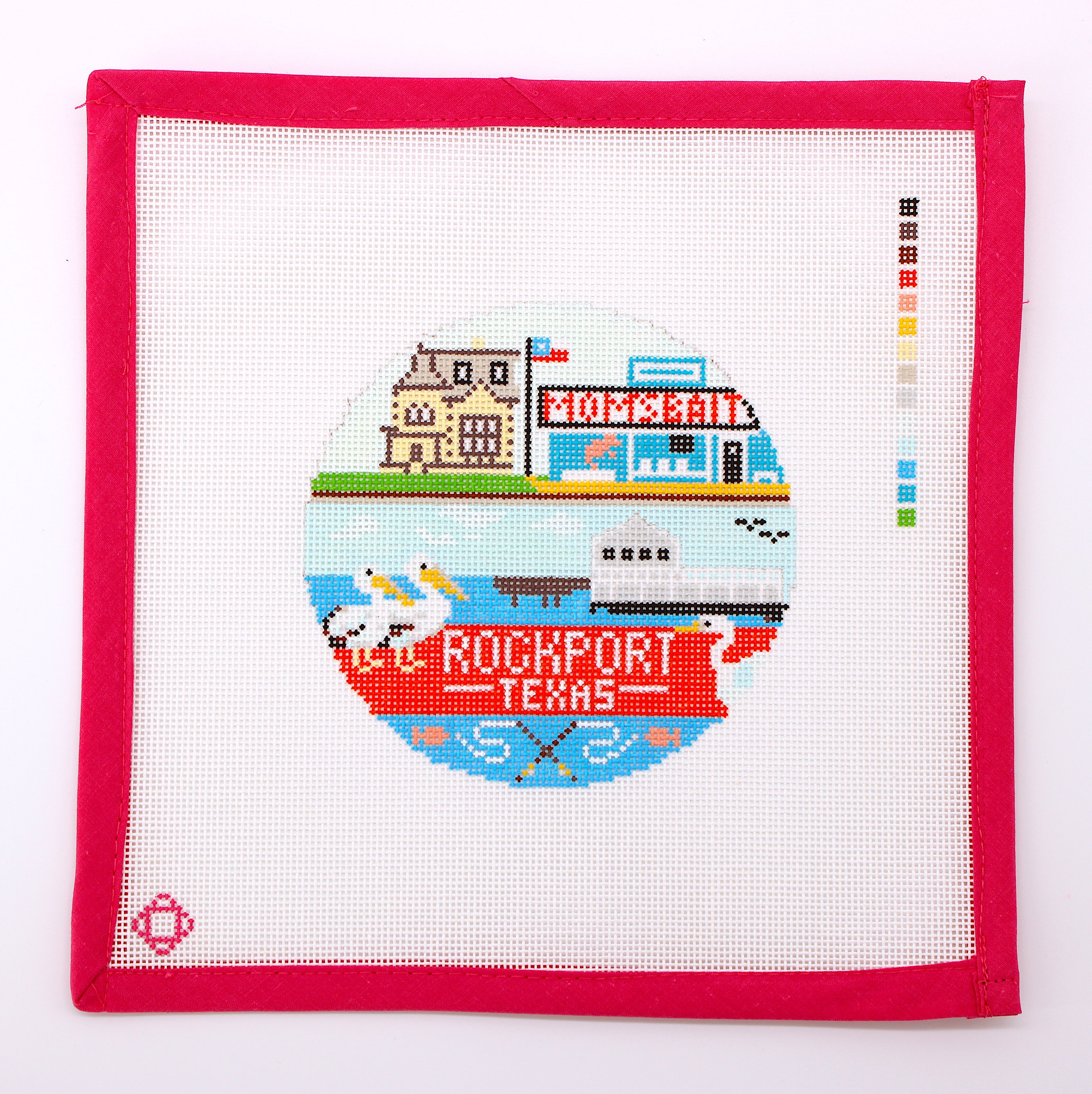 Rockport Travel Round Needlepoint Ornament Canvas