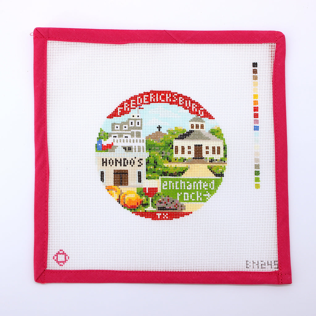 Fredericksburg Travel Round Needlepoint Ornament Canvas