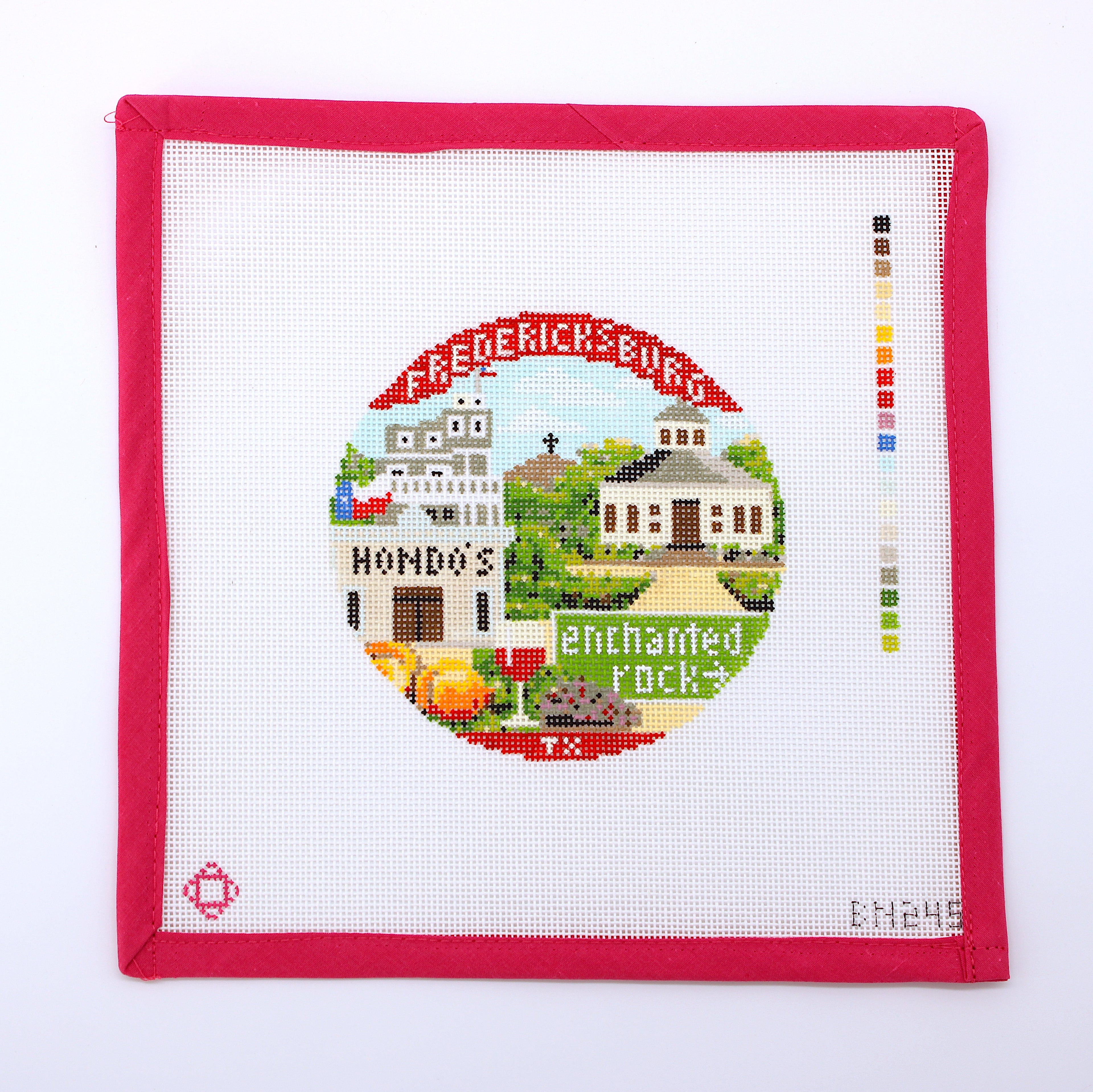 Fredericksburg Travel Round Needlepoint Ornament Canvas