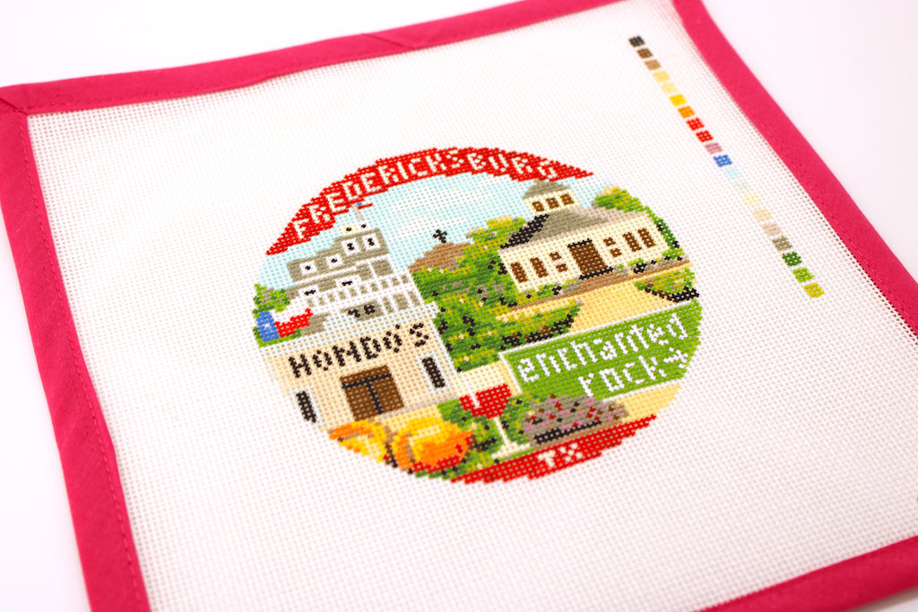 Fredericksburg Travel Round Needlepoint Ornament Canvas