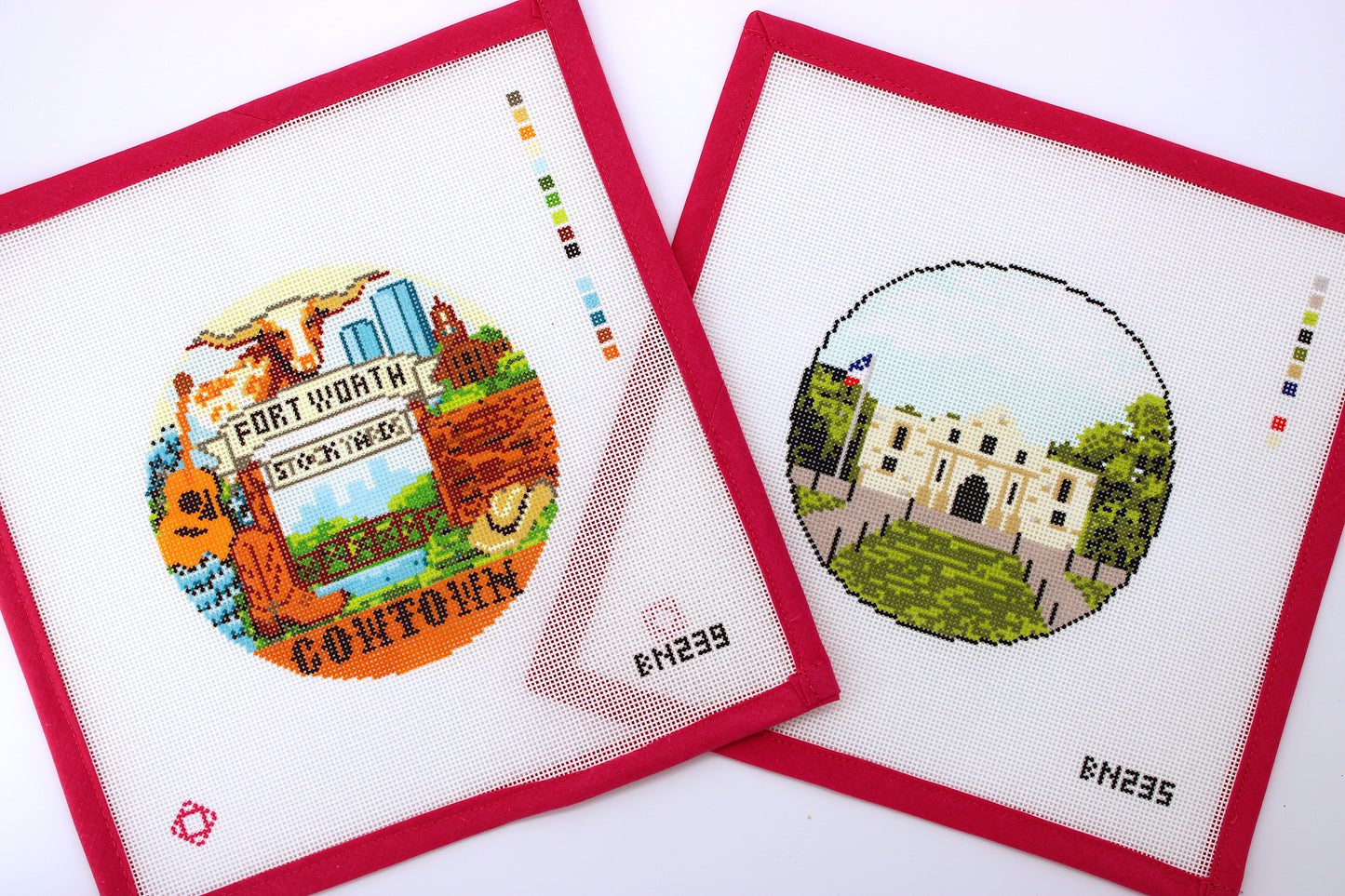 Fort Worth Cowtown Round Needlepoint Canvas