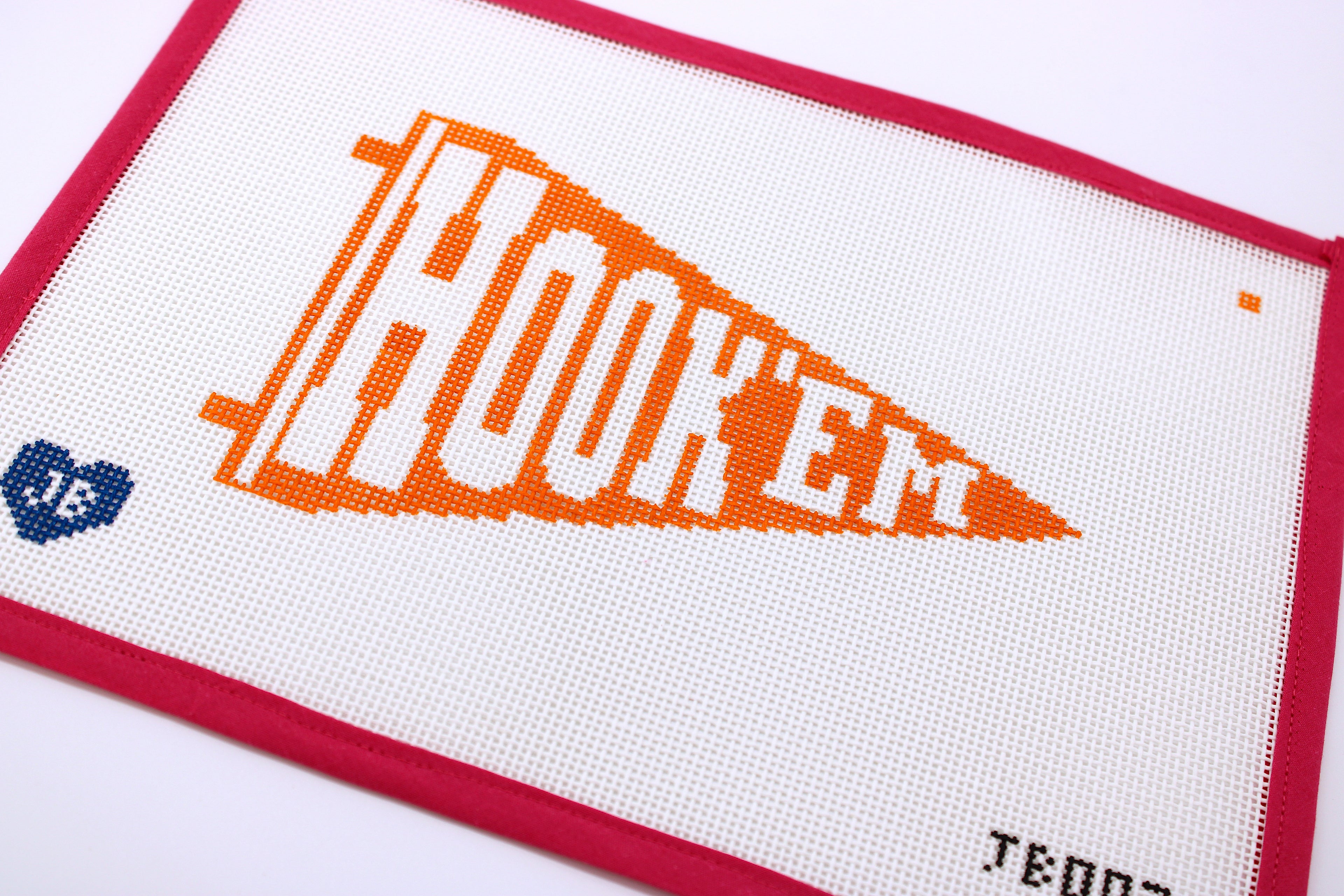 Hook 'Em Pennant Needlepoint Canvas (Jocelyn Bezner Designs)