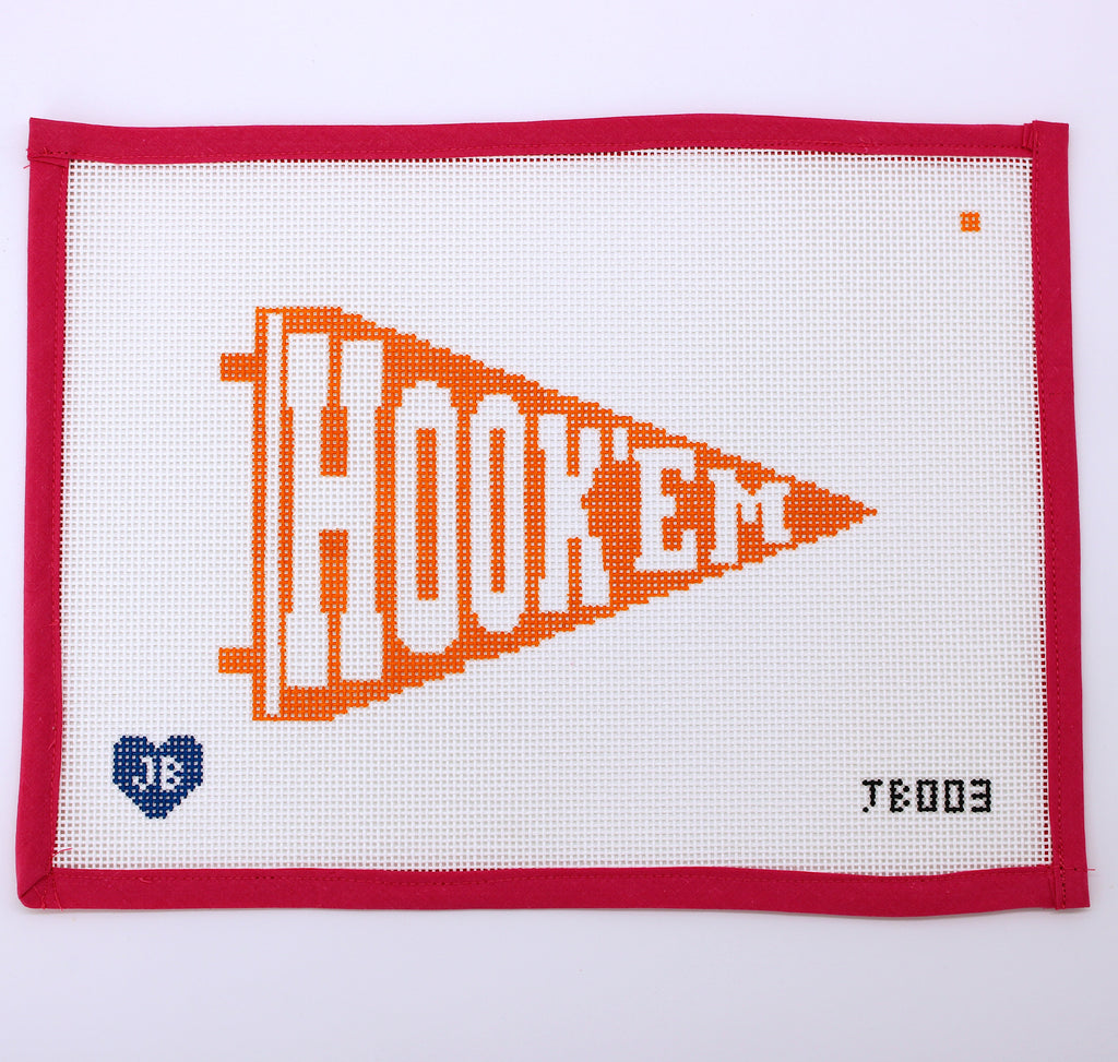 Hook 'Em Pennant Needlepoint Canvas (Jocelyn Bezner Designs)