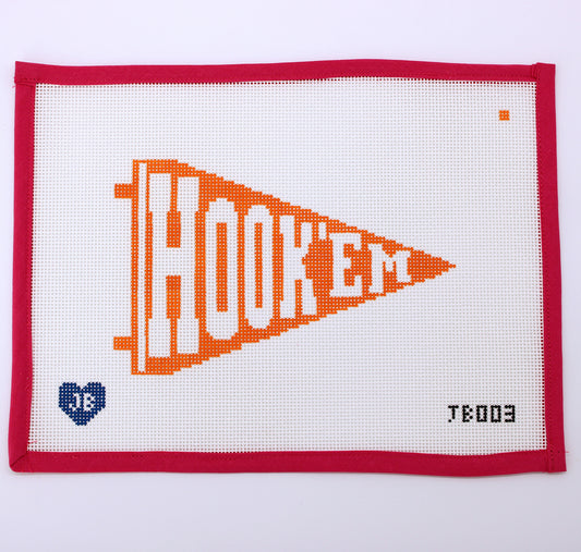 Hook 'Em Pennant Needlepoint Canvas (Jocelyn Bezner Designs)
