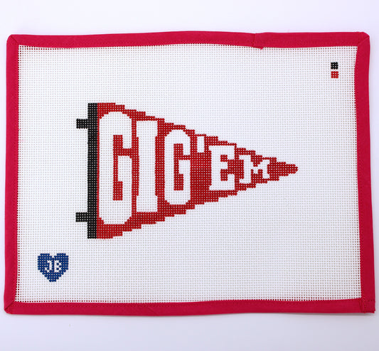 Gig 'Em Pennant Needlepoint Canvas (Jocelyn Bezner Designs)