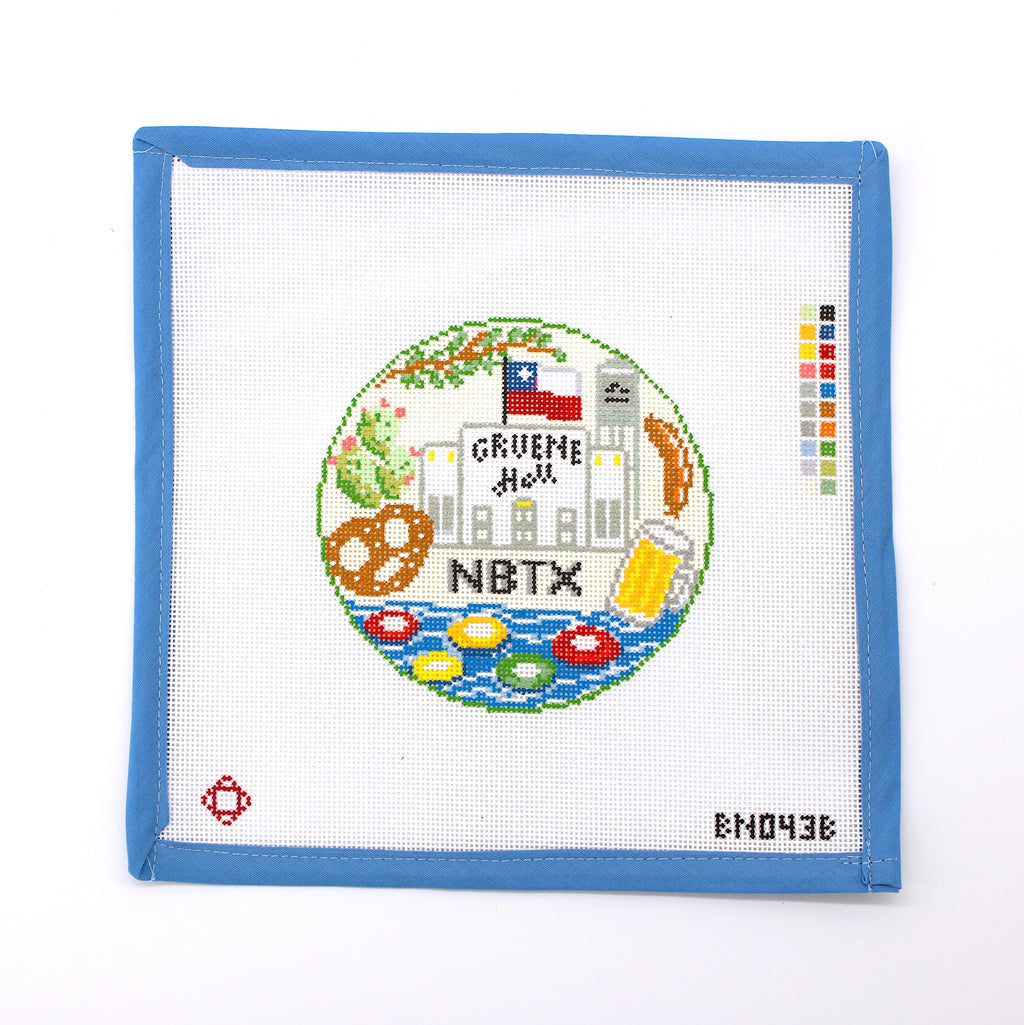 (Pre-Order) New Braunfels Texas Travel Round Needlepoint Canvas