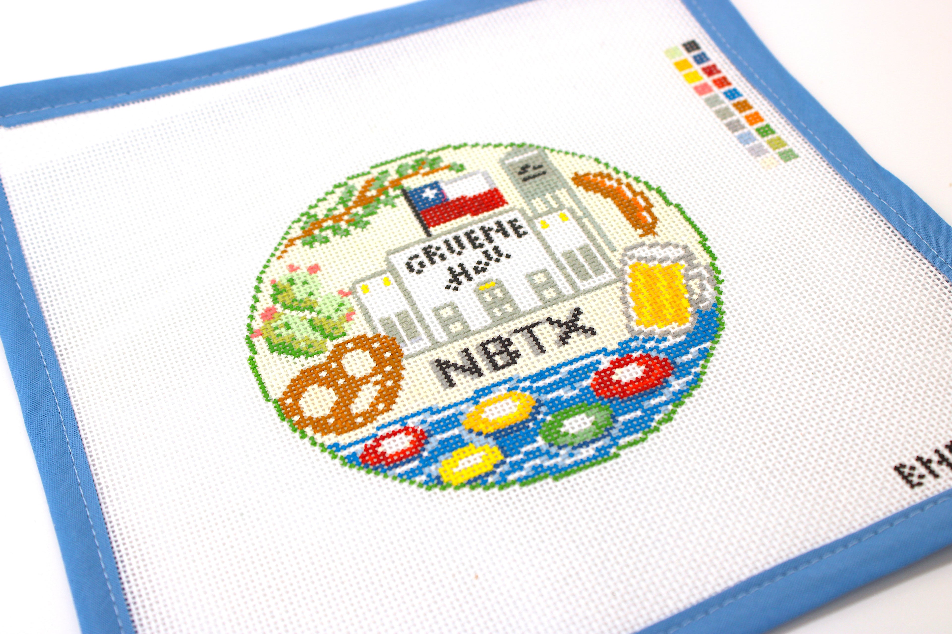 (Pre-Order) New Braunfels Texas Travel Round Needlepoint Canvas