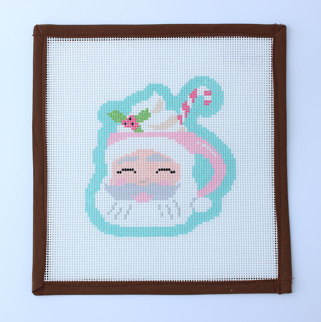 Santa Mug Handpainted Needlepoint Canvas (Mercy Bird)