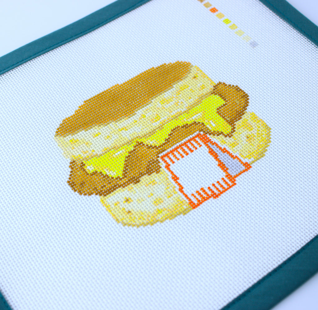 Honey-Butter Chicken Biscuit Ornament Needlepoint Canvas