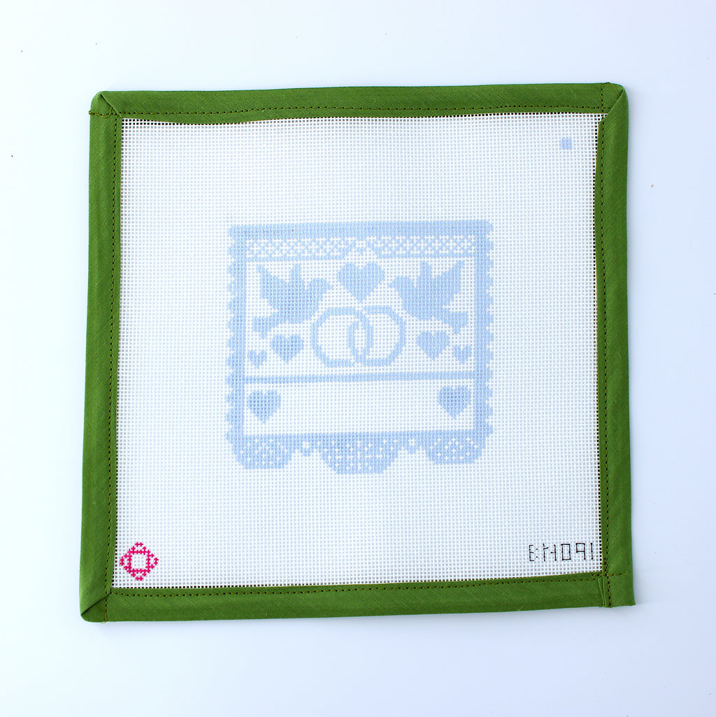 Love Birds Papel Picado Needlepoint Ornament Canvas