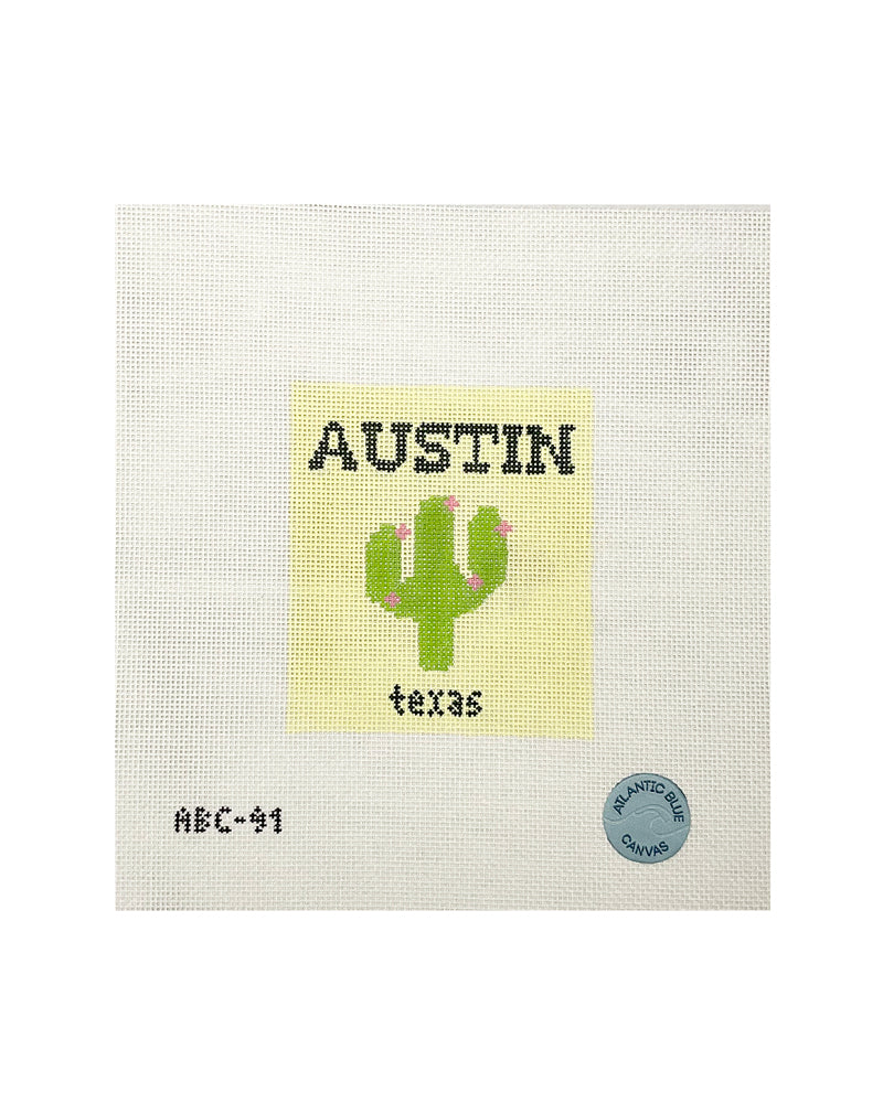 Austin Travel Book Needlepoint Canvas (Atlantic Blue)