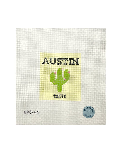 Austin Travel Book Needlepoint Canvas (Atlantic Blue)