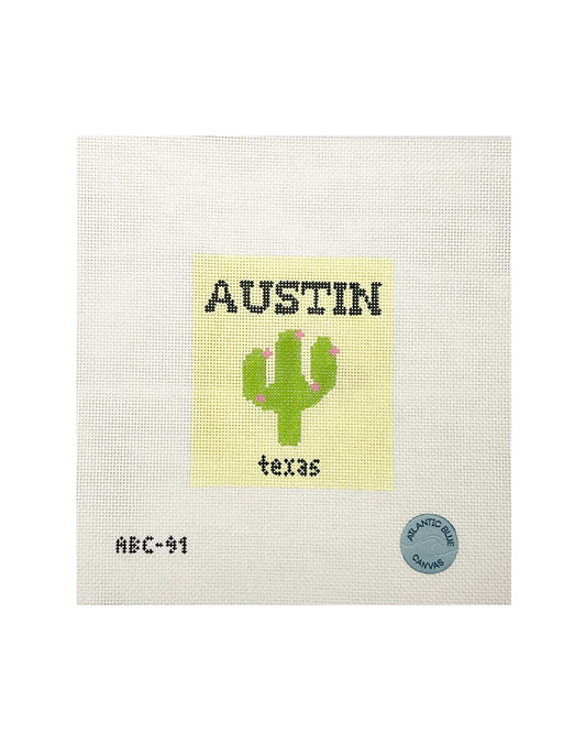 Austin Travel Book Needlepoint Canvas (Atlantic Blue)