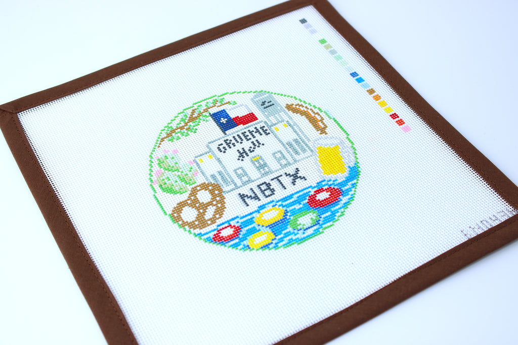 New Braunfels Texas Travel Round Needlepoint Canvas