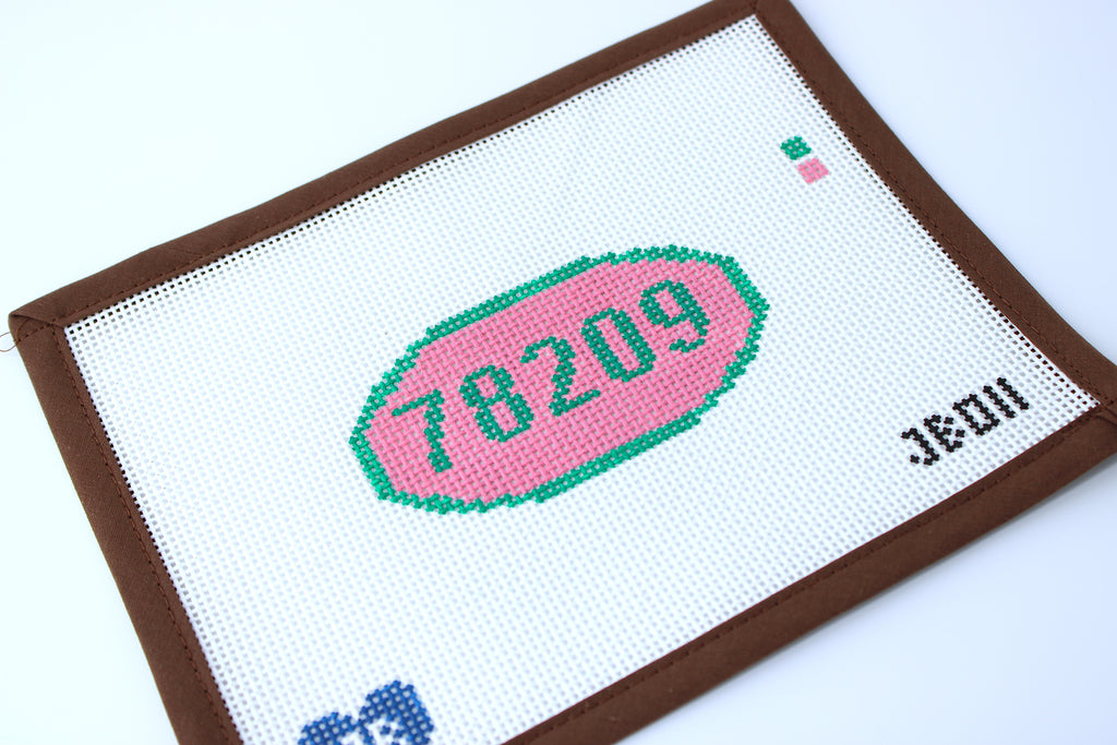 78209 Area Code Pink Needlepoint Canvas (Jocelyn Bezner Designs)
