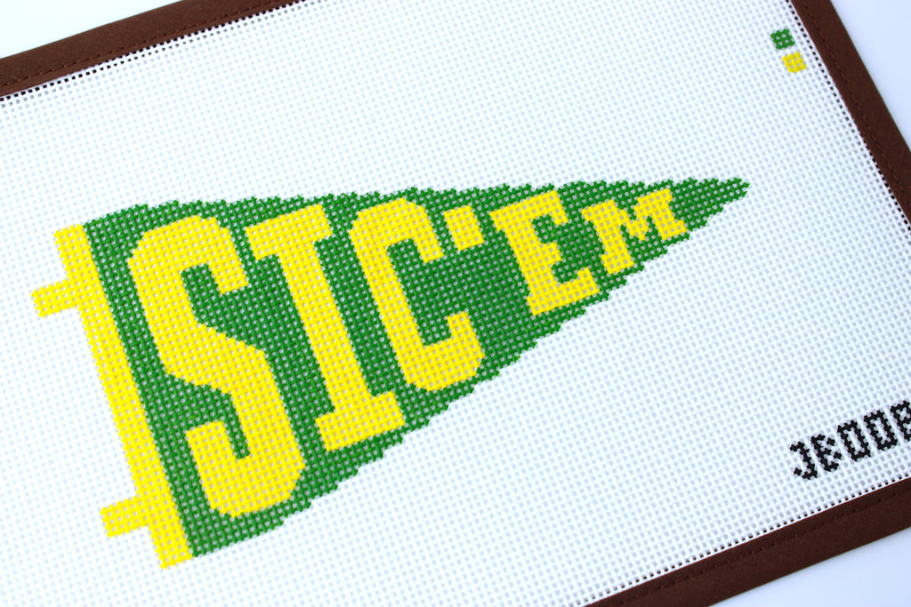 Baylor Bears Pennant Pennant Needlepoint Canvas (Jocelyn Bezner Designs)