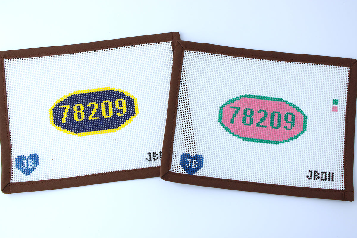 78209 Area Code Pink Needlepoint Canvas (Jocelyn Bezner Designs)