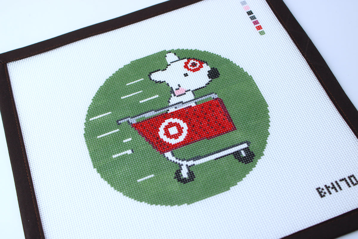 Bullseye Mascot de Targét Shopping Cart Needlepoint Ornament