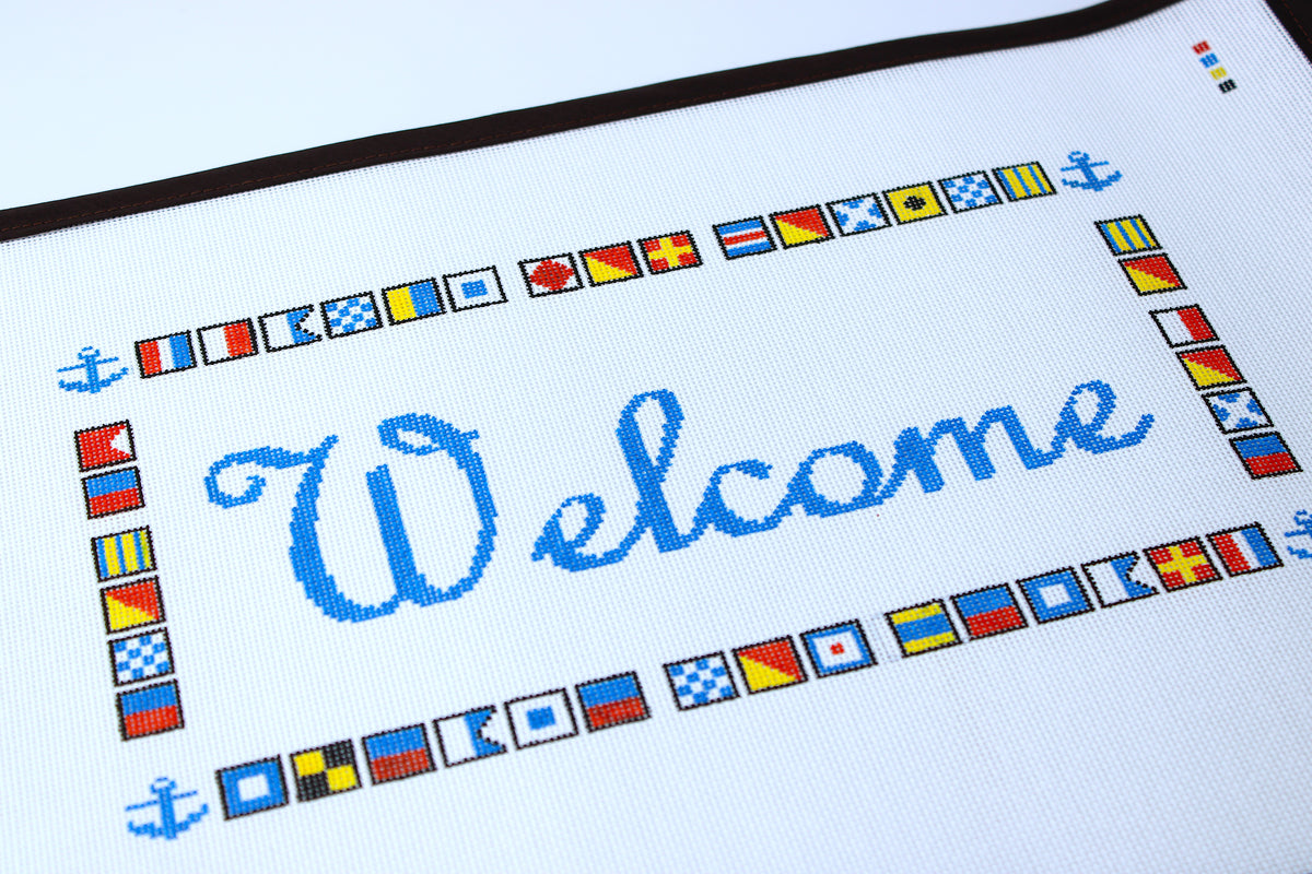 Coded Nautical Welcome Sign Needlepoint Canvas