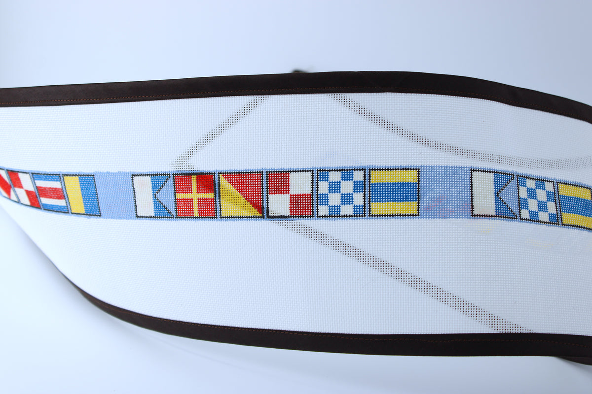 "FAFO" Coded Nautical Needlepoint Belt Canvas