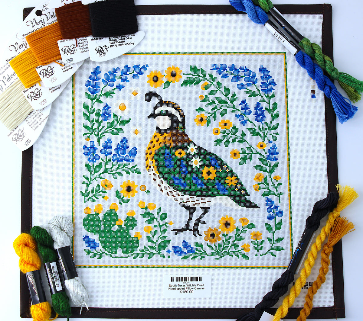 South Texas Wildlife Quail Needlepoint Pillow Canvas