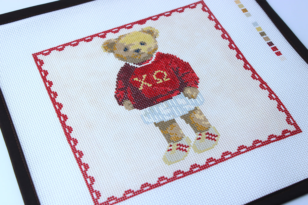 Chi Omega Bear Needlepoint Canvas
