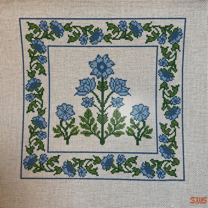Large Blue Block Print Floral
