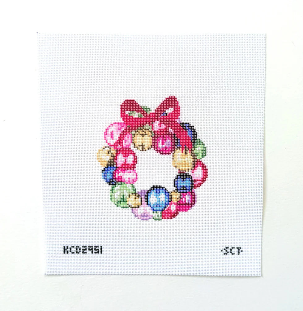 Mini Glass Ornament Wreath Needlepoint Canvas
