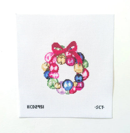 Mini Glass Ornament Wreath Needlepoint Canvas