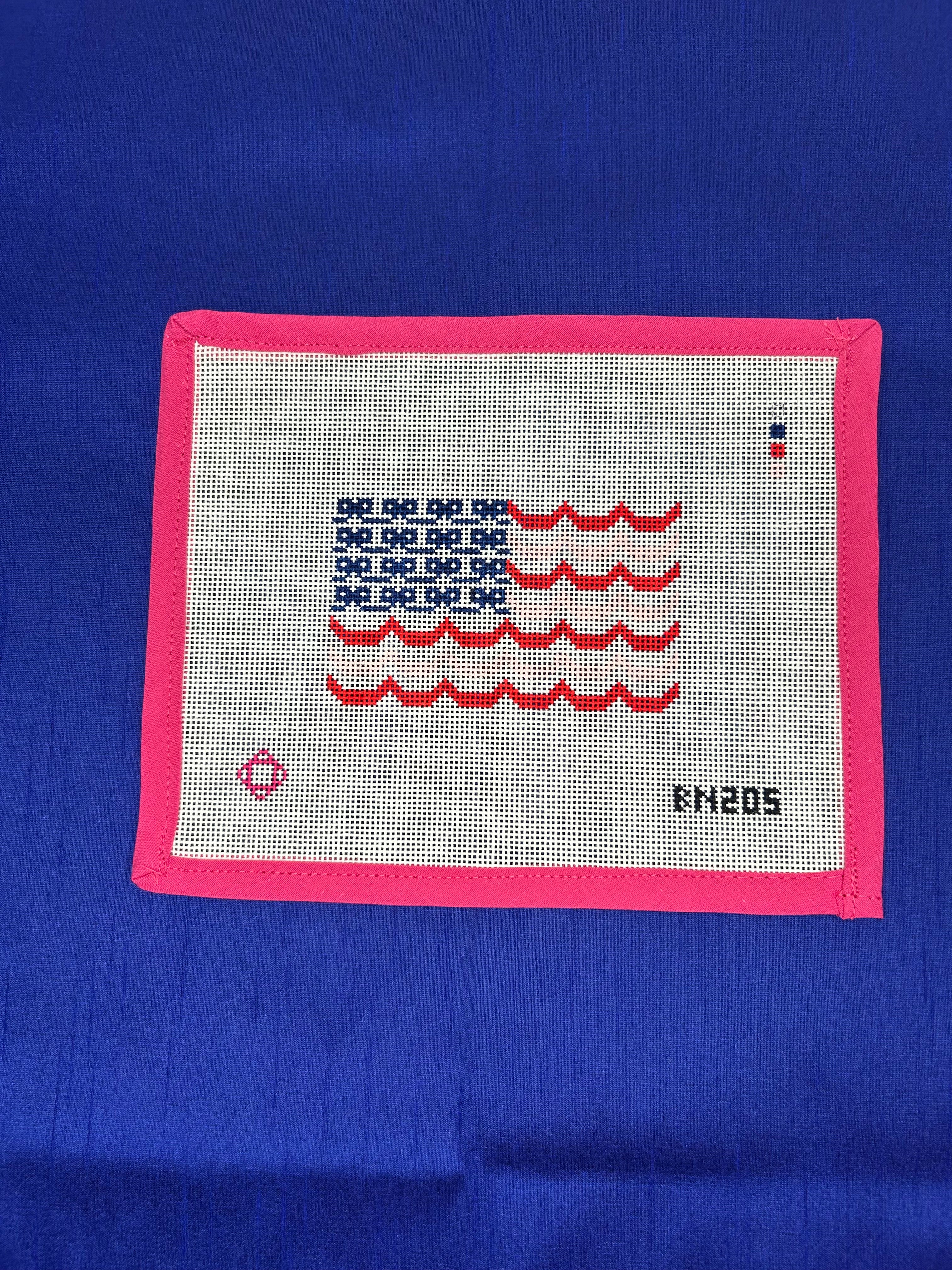 Bows and Scallops American Flag Needlepoint Ornament/Bag tag Canvas