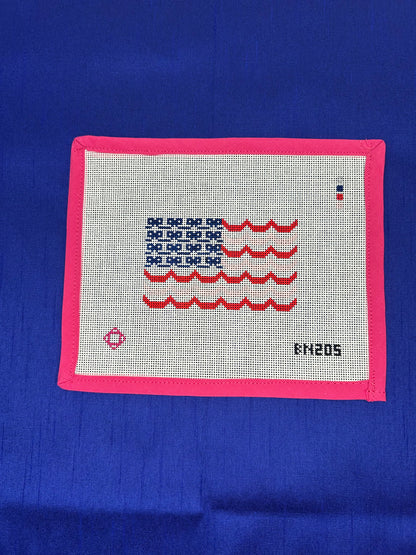 Bows and Scallops American Flag Needlepoint Ornament/Bag tag Canvas