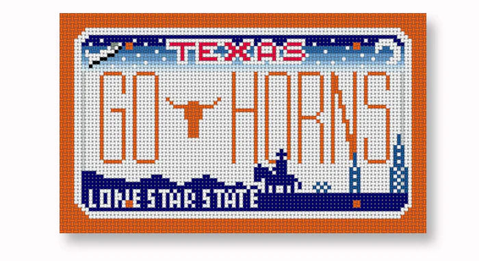 Go Horns Texas Mini-License Plate Needlepoint Canvas