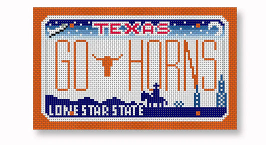 Go Horns Texas Mini-License Plate Needlepoint Canvas