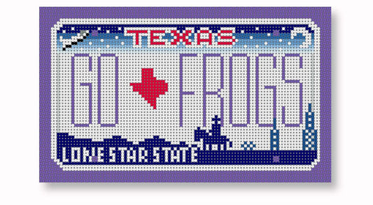 Go Frogs Texas Mini-License Plate Needlepoint Canvas