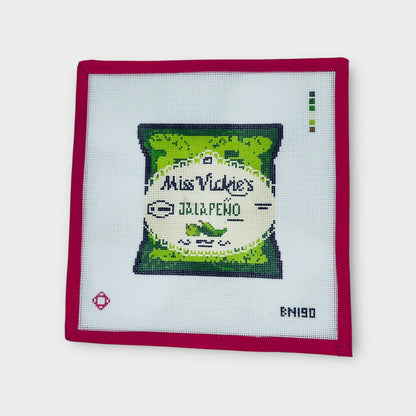 Miss Vicky’s Jalapeño Chips Needlepoint Ornament Canvas