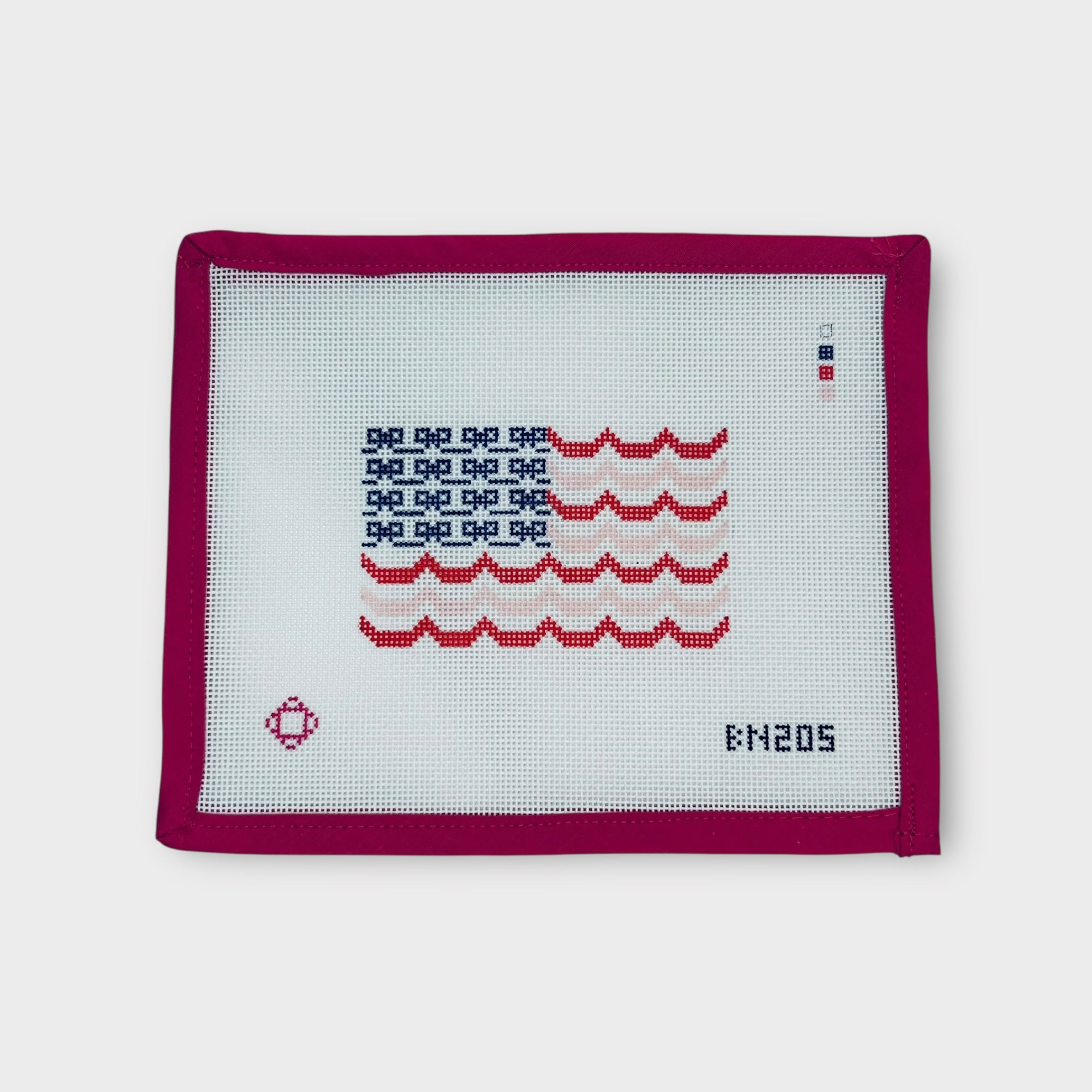 Bows and Scallops American Flag Needlepoint Ornament/Bag tag Canvas