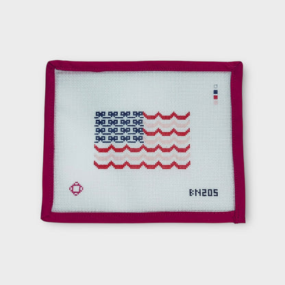 Bows and Scallops American Flag Needlepoint Ornament/Bag tag Canvas
