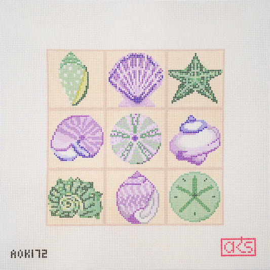 Shell Tic-Tac-Toe Needlepoint Tray Insert Canvas