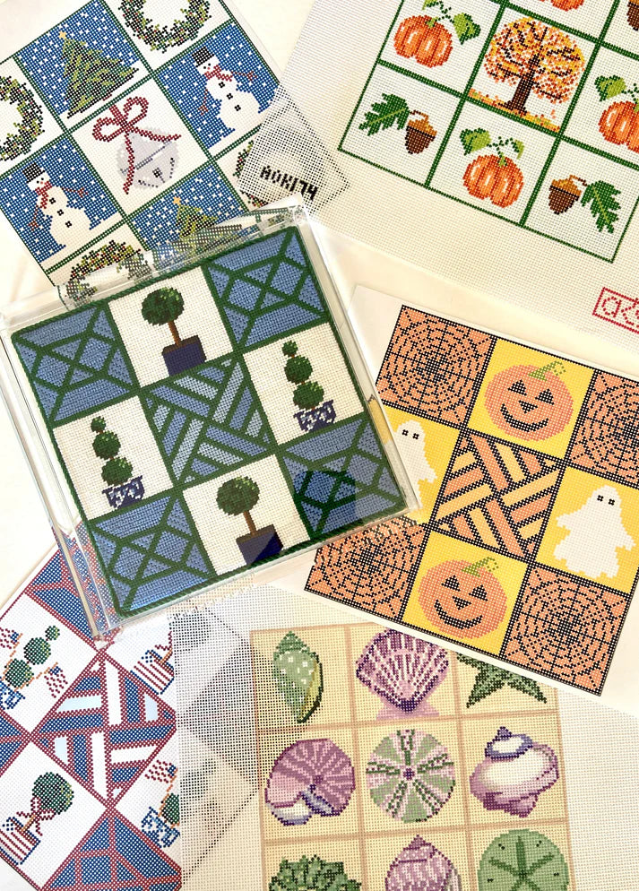 Tic-Tac-Topiary Needlepoint Tray Insert Canvas