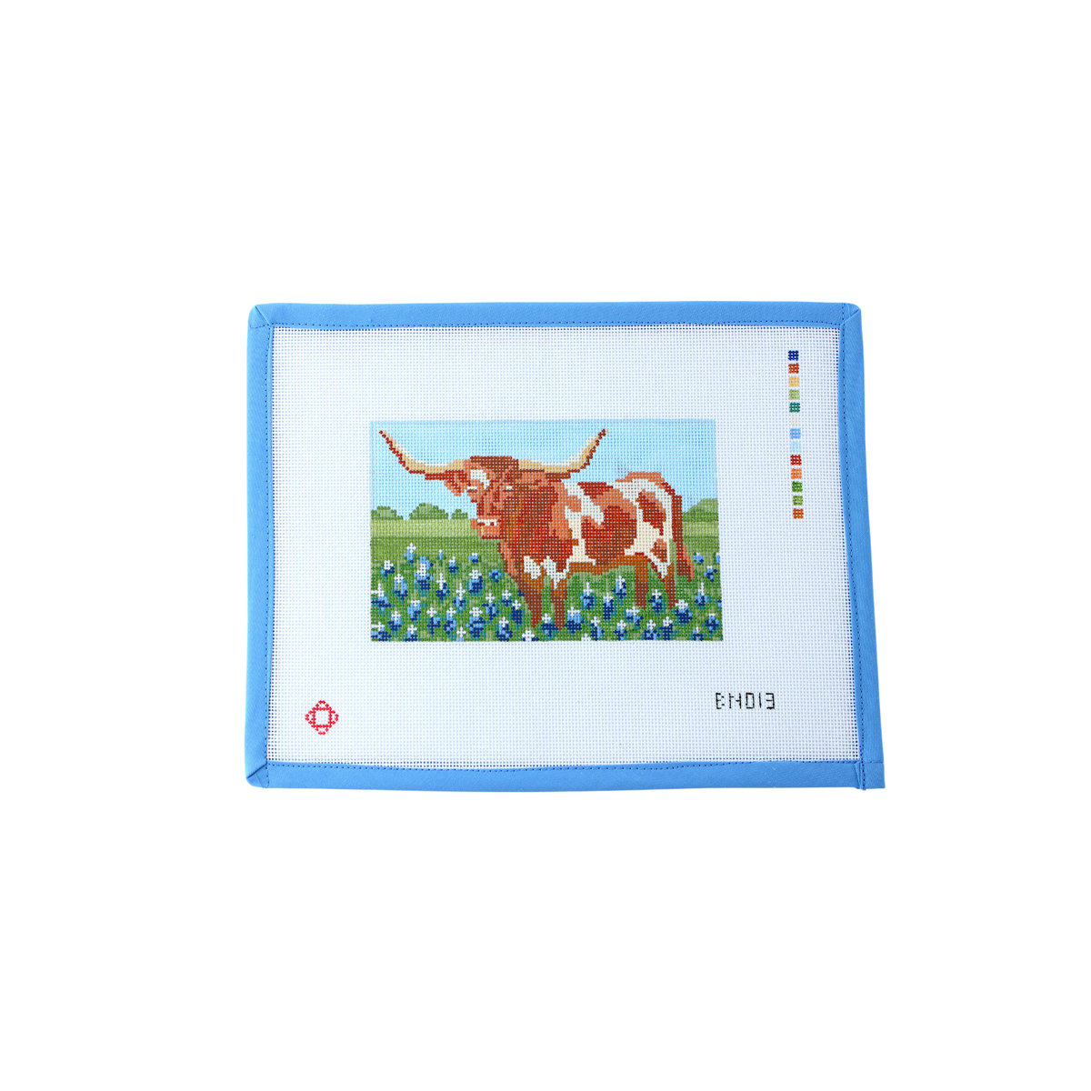 Longhorn Bluebonnet Clutch Insert Needlepoint Canvas