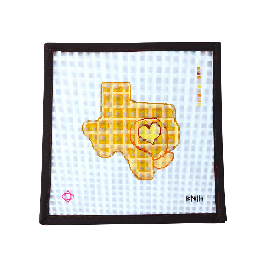 I Heart Texas Waffle Needlepoint Ornament Canvas