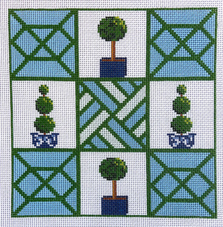 Tic-Tac-Topiary Needlepoint Tray Insert Canvas