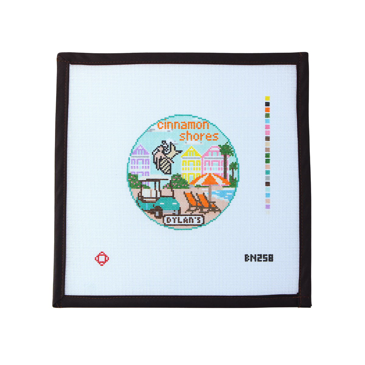 Cinnamon Shore Travel Round Needlepoint Ornament Canvas