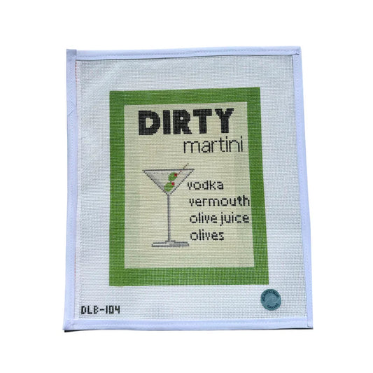 Dirty Martini Recipe Needlepoint Canvas (Atlantic Blue)