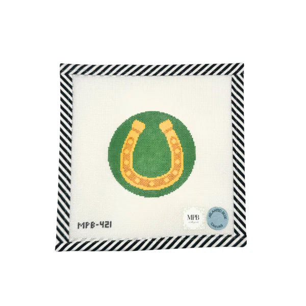 Horseshoe Needlepoint Ornament Canvas (Atlantic Blue)