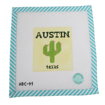 Austin Travel Book Needlepoint Canvas (Atlantic Blue)